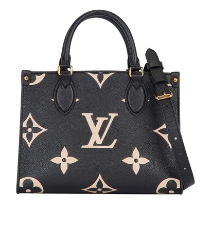 Onthego PM Monogram Empreinte, £1,500, Handbags, Beige/Black, Leather, Front view